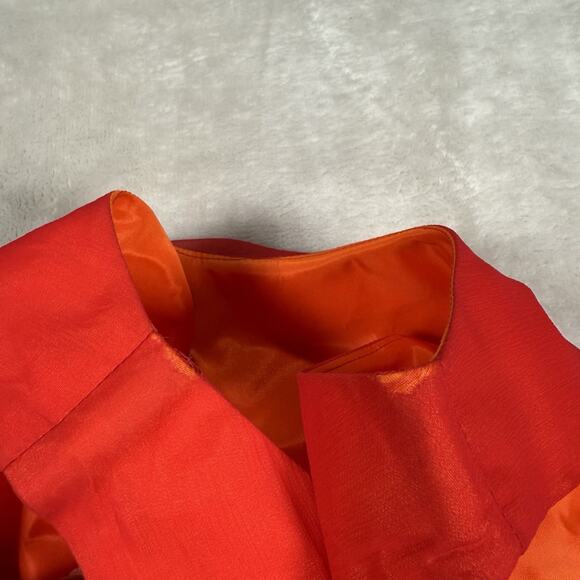 VTG Lilli Diamond Red Chiffon Ruffle Tiered Midi Dress Women's Size M 50s 60s - Picture 6 of 11